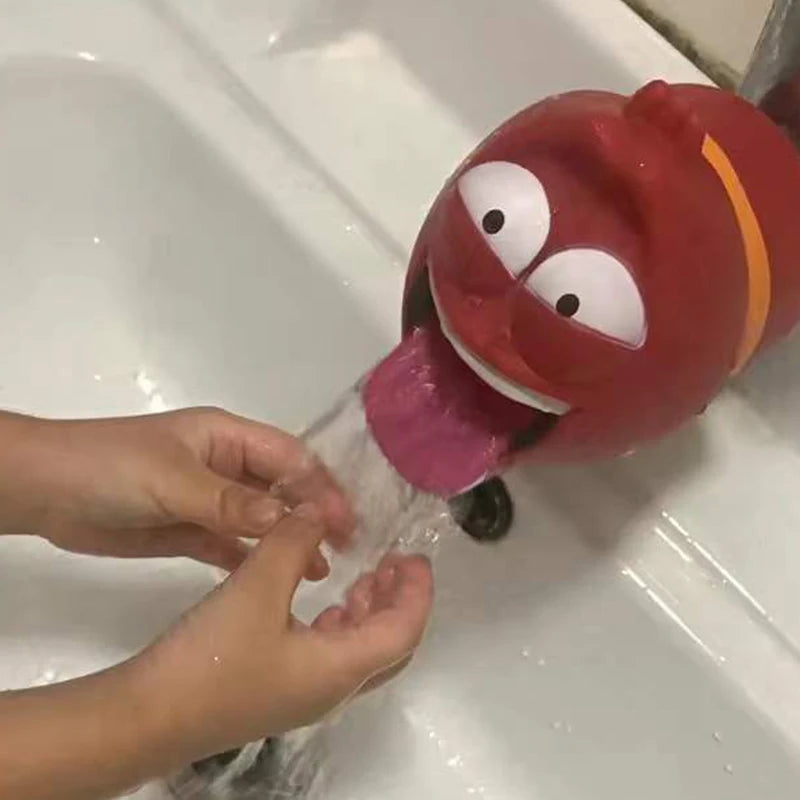 Personnages de dessins anime qui s'accroche au robinet